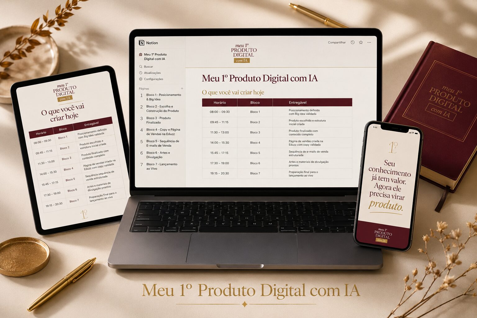 Meu 1º Produto Digital com IA, mockup multi-device